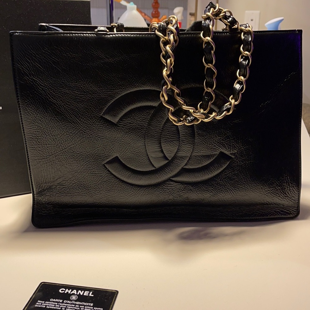CHANEL Calf Skin Black Tote